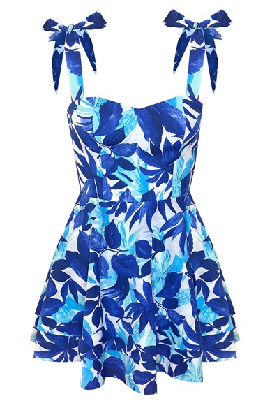 Cher Dress in Azure Flowers