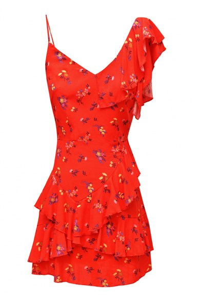 Isabelle Kırmızı Çiçekli Elbise