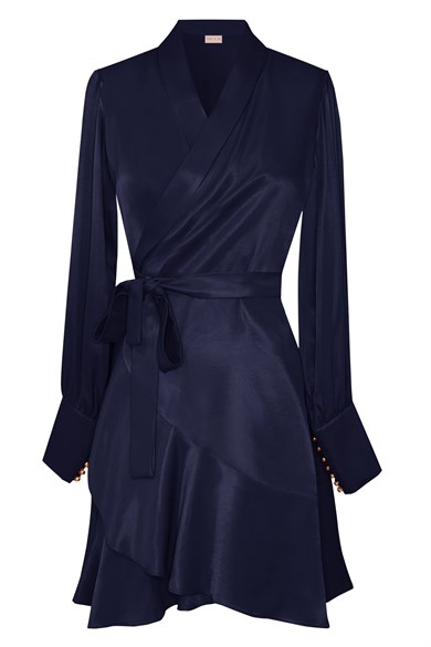 Isabelle Lacivert Mini Anvelop Elbise